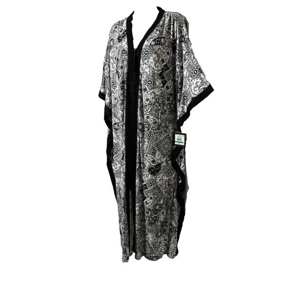 ELLEN TRACY Womens Caftan - Soft Stretch Jersey Zip Front Lounge Caftan L/XL - Picture 2 of 11